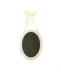 Oval Eggshell Mirror with Ribbon Hanger